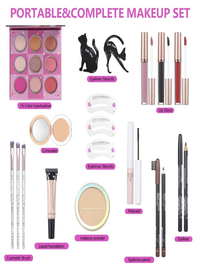 Moobirlet Makeup Kit Set For Teens, Make Up Gift For Women,Includes Eyeshadow Palette, Lip Gloss, Mascara, Eyeliner, Foundation, Concealer, Brushes Set (kit094) - Image 2